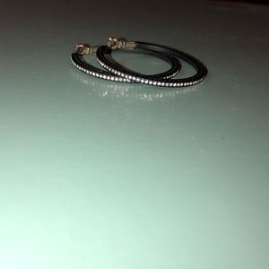 Brighton black and Crystal hoop earrings